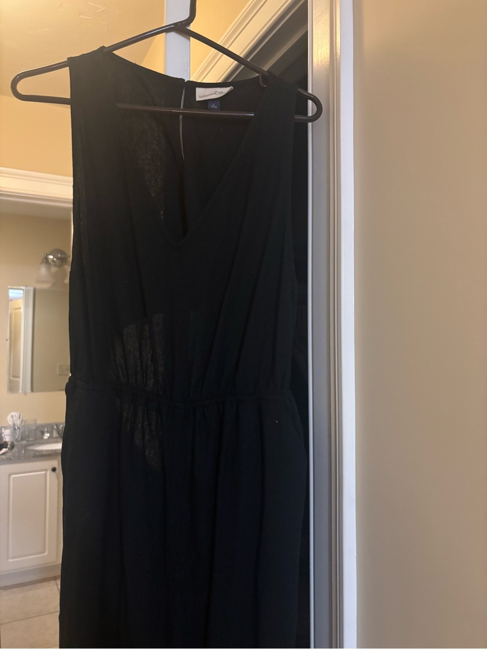 Sleeveless Black V-Neck Women's Dress
